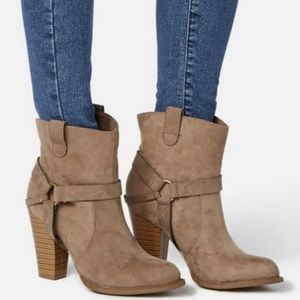 New Taupe Heeled Boots Size 11